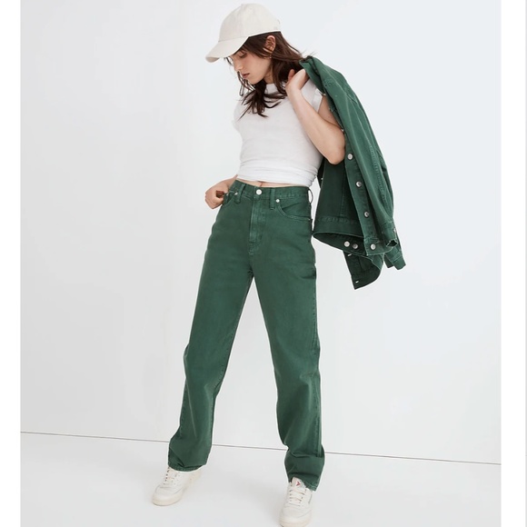 Madewell Denim - NWT Madewell Baggy Straight Jeans: Garment-Dyed Edition Hemlock Green Size 26